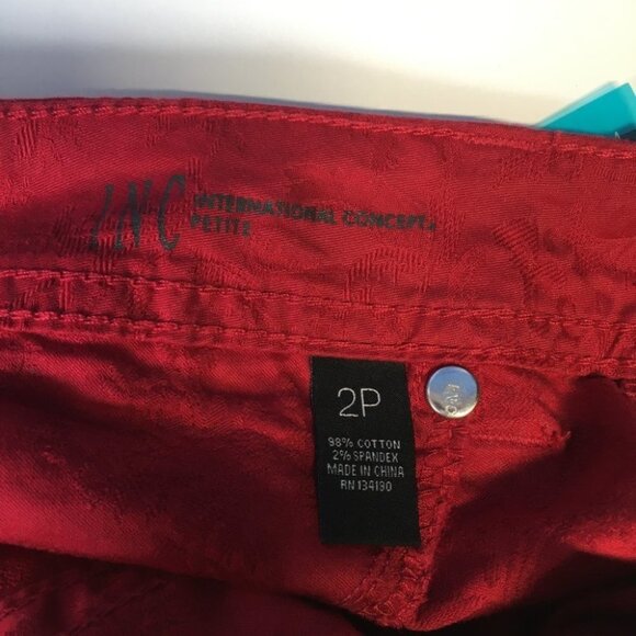 Inc Denim Petite Glamorous Red Skinny Leg Regular Fit Jeans Size 2P. NWT - Picture 9 of 13